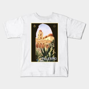 Palermo, Sicily, Italy Vintage Travel Poster Design Kids T-Shirt